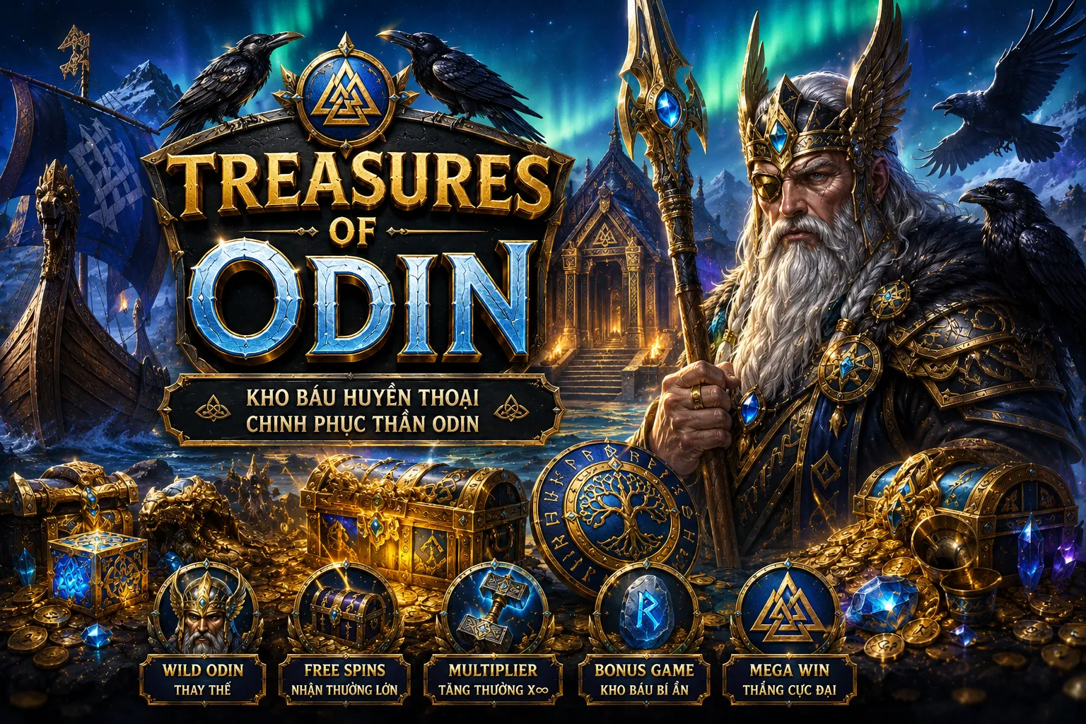 Biểu tượng chữ cổ Rune phát sáng băng quang trong BL55 Treasures Of Odin